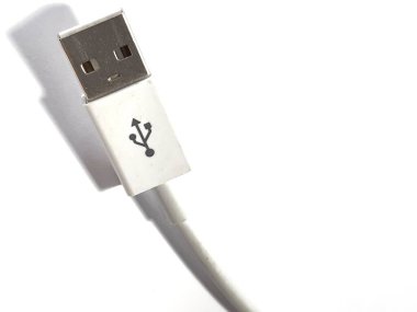 This is isolated white a photo of the USB white cable.