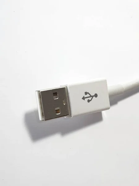 This is isolated white a photo of the USB white cable.