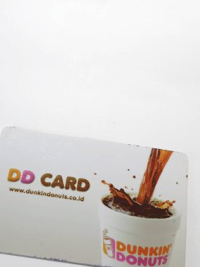 West Java, Indonesia on July 2022. Isolated photo of a loyalty card, DD Card. With this card, every time you make a transaction at Dunkin Donuts, you will get points that can be exchanged for shopping vouchers.