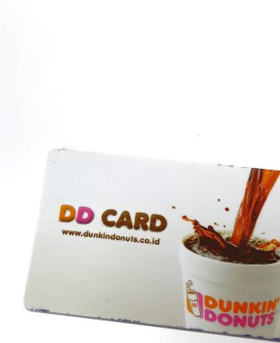 West Java, Indonesia on July 2022. Isolated photo of a loyalty card, DD Card. With this card, every time you make a transaction at Dunkin Donuts, you will get points that can be exchanged for shopping vouchers.