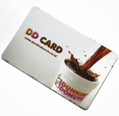 West Java, Indonesia on July 2022. Isolated photo of a loyalty card, DD Card. With this card, every time you make a transaction at Dunkin Donuts, you will get points that can be exchanged for shopping vouchers.