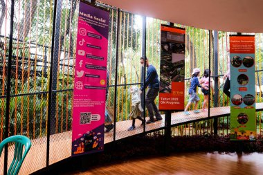 Jakarta, Indonesia in August 2022. Visitors who are lovers of flora and fauna visiting the Flona 2022 exhibition at the Banteng Field . Many families, lots of plant and food traders as well