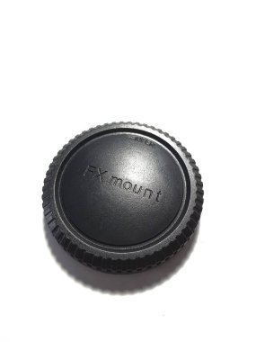 Jakarta, Indonesia in May 2022. Close up of Fuji X-mount FX - Auto Focus Macro Extension Tube Set. The cap is made of plastic, is black in color and has Fx Mount embossed lettering.