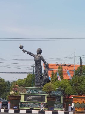 Jepara, Indonesia on July 2021. Kartini Monument in downtown Jepara. Kartini is one of Indonesian female heroes in education for women from the city of Jepara.