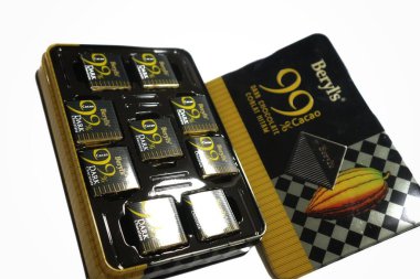 Jakarta, Indonesia on January 2023. Beryl's 99% Cacao Dark Chocolate from Malaysia. Ultimate dark chocolate made with 99% cacao for the best intensity of chocolate flavors. Pure Chocolate.