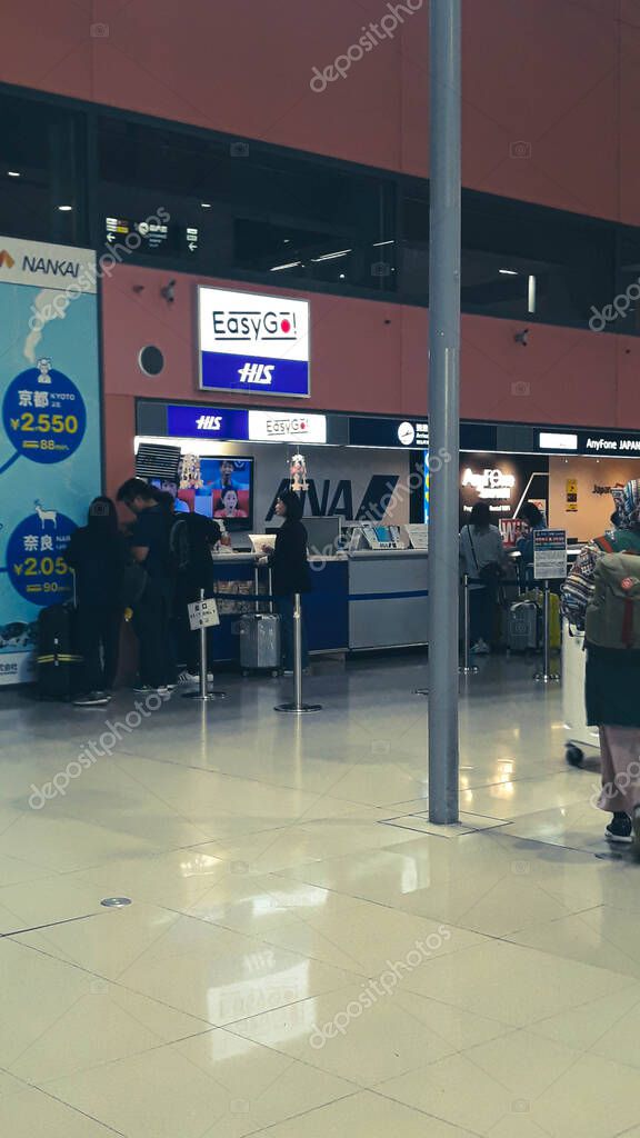 Osaka, Japan on April 9, 2019. A collection of sim card and wifi sales