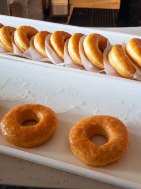 Semarang, Indonesia in July 2019. Several variants of dunkin donuts with very tasty and delicious flavors. Dunkin donuts is an American global donut company and coffee house chain.