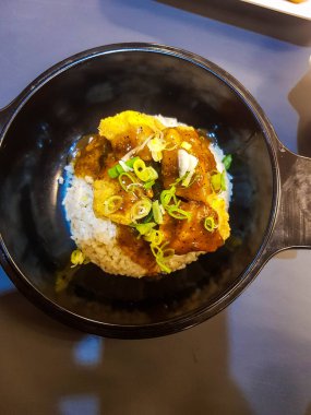 Black Pepper Chicken Mix Rice Bowl from AW Restaurant. Very tasty and filling where in the package contains fried chicken (golden spicy aroma), black pepper chicken rice bowl, chicken soup, drink.