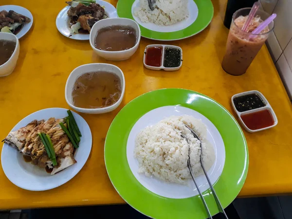 Two Servings Malacca Specialty Hainan Rice Portion Nasi Lemak Fresh — Zdjęcie stockowe