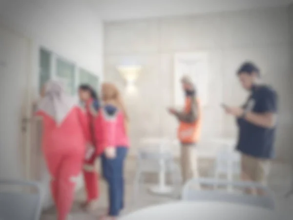 Defocused Blurred Photos People Who Fore Coffee Buyers Lining Order — Photo