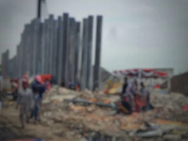 Defocused Blurred Photo Densely Populated Land Acquisition Toll Road Construction — ストック写真