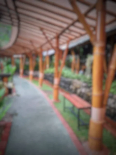 Defocused Blurred Photo Exterior Garden Belonging Typical Sundanese Restaurant Bamboo — 스톡 사진