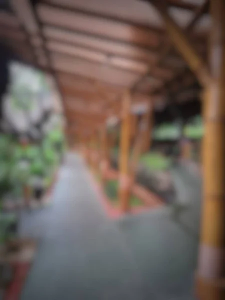 Defokted Elmosódott Fénykép Külső Kert Tartozó Tipikus Sundanese Étterem Bambusz — Stock Fotó