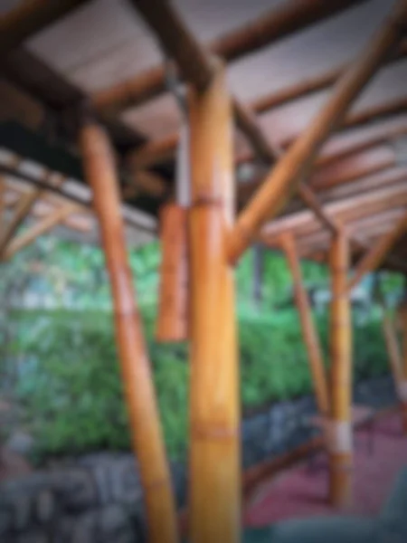 Defocused Blurred Photo Exterior Garden Belonging Typical Sundanese Restaurant Bamboo — 스톡 사진