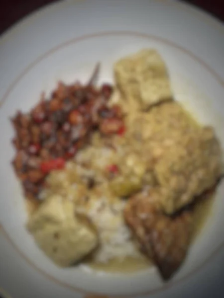 Defocused Blurred Photo Typical Javanese Food Smoked Fish Mangut Rice — Stock Fotó