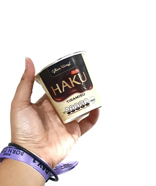 자카르타 인도네시아 2023 윙스가 아이스크림 제품중 인하쿠 아이스크림을 팔찌가 보라색의 — 스톡 사진