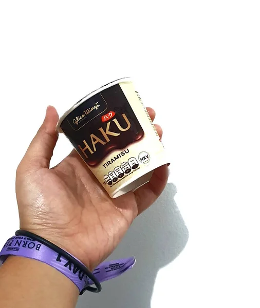 자카르타 인도네시아 2023 윙스가 아이스크림 제품중 인하쿠 아이스크림을 팔찌가 보라색의 — 스톡 사진