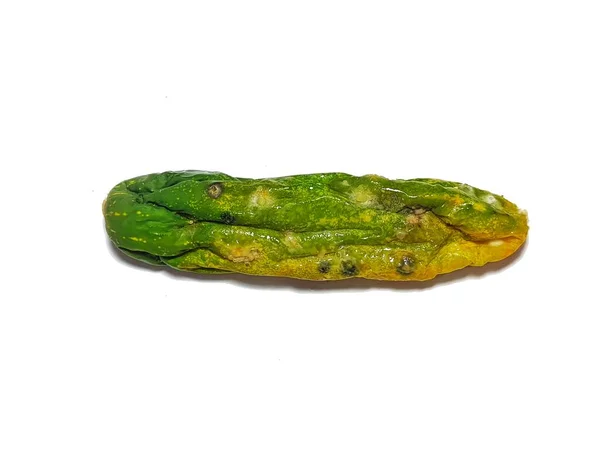 Isolated White Photo Cucumber Has Shrunk Started Rot Has Mold — Stock Photo, Image