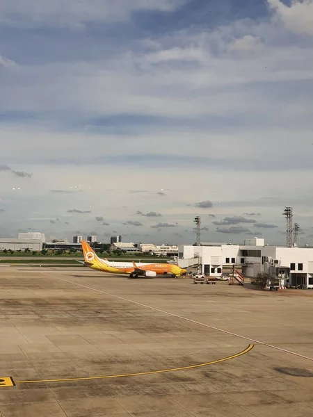 Bangkok Thajsko Července2023 Nok Air Odbavovací Ploše Mezinárodního Letiště Dona — Stock fotografie