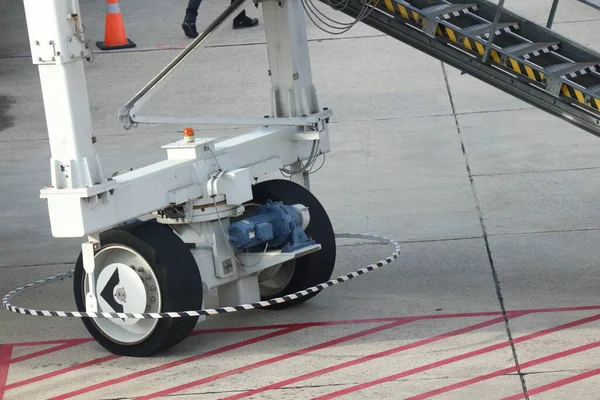 Close up shot of the wheels of an airplane. Aircraft Wheel (Landing Gear), serves to land / landing or take-off / Take-off.