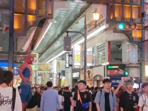 Osaka Japan September 2023 Tourists Fill Shinsaibashi Shopping Street Shop — Stock Video