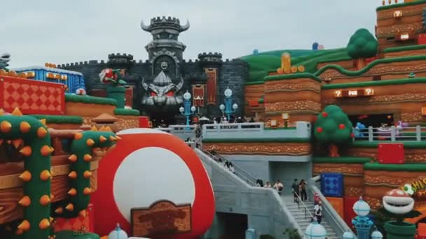 Osaka Japan September 2023 Bezoekers Betreden Verlaten Super Nintendo Gebied — Stockvideo