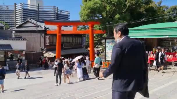Quioto Japão 2023 Outubro Muitos Turistas Ásia América Europa Visitam — Vídeo de Stock