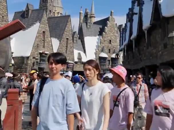 오사카 2021년 30일 Wizarding World Harry Potter의 일부인 호그스테이드에 입장하고 — 비디오