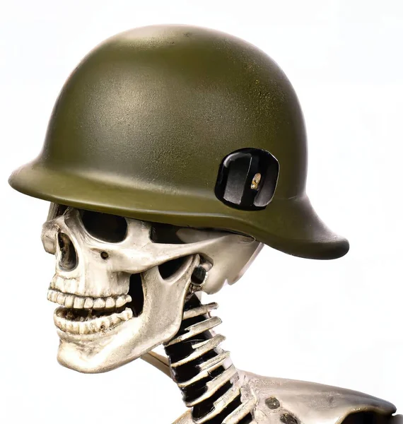 Soldado Esqueleto Con Casco Del Ejército — Foto de Stock