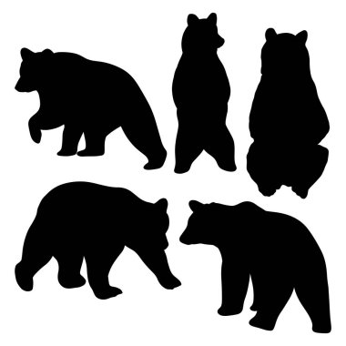 set of bear silhouette vector