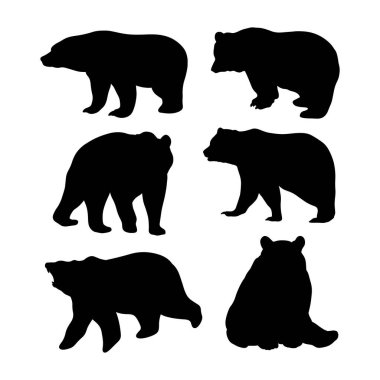 set of bear silhouette vector