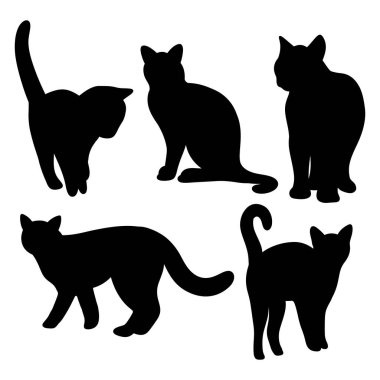 set of cat silhouette vector