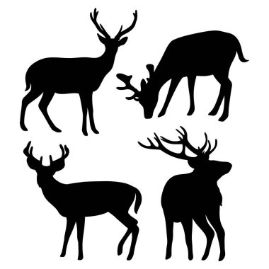 set of deer silhouette vector