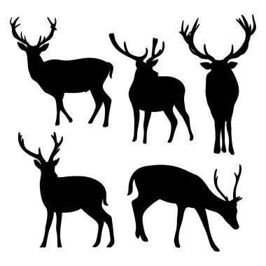 set of deer silhouette vector