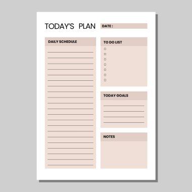 minimal today's plan vector template