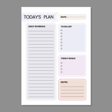 minimal today's plan vector template