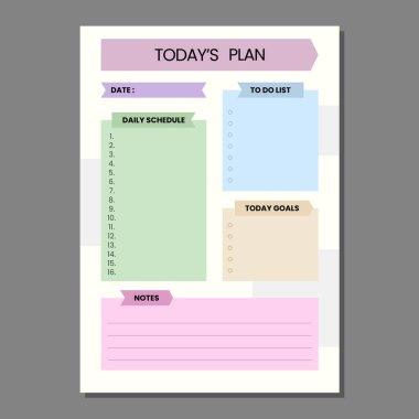 minimal today's plan vector template