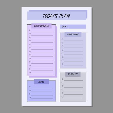 Today's plan template vector