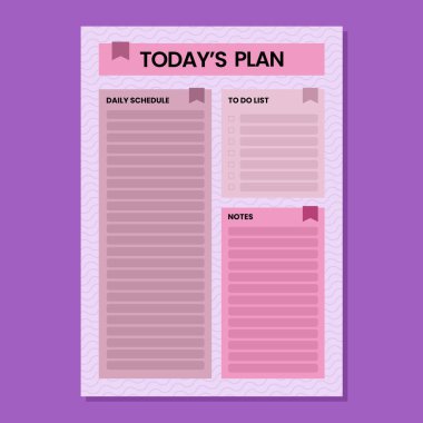 minimal today's plan vector template