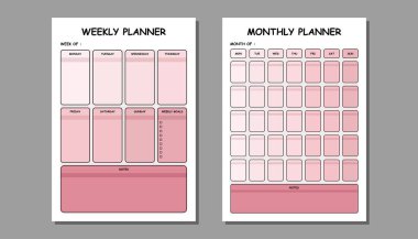 weekly planner and monthly planner template vector