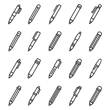 Kalem ve kalem çizgisi vektörü kümesi