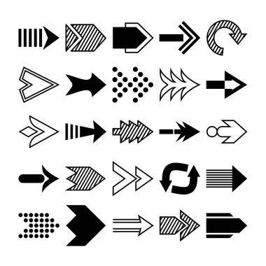 Beyaz arkaplanda ok vektörü kümesi