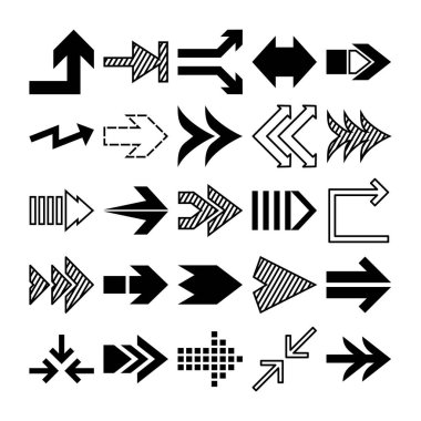 Beyaz arkaplanda ok vektörü kümesi