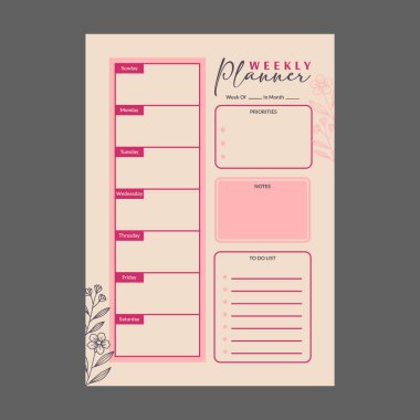 Haftalık planlama şablonu vektörü