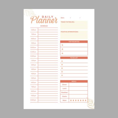 günlük planlayıcı şablon vektörü