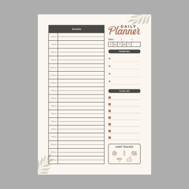 günlük planlayıcı şablon vektörü