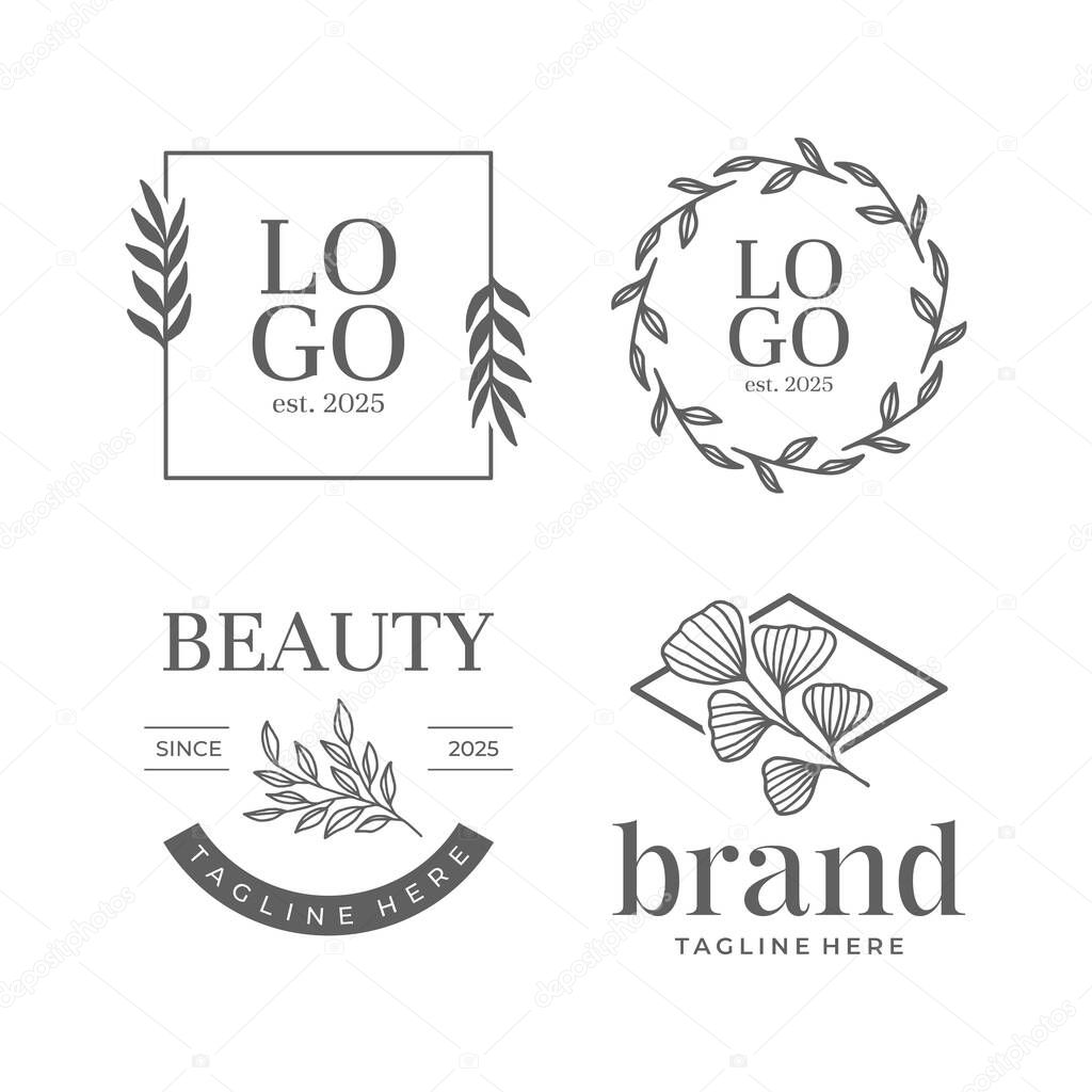 Set of botanical logo template vector