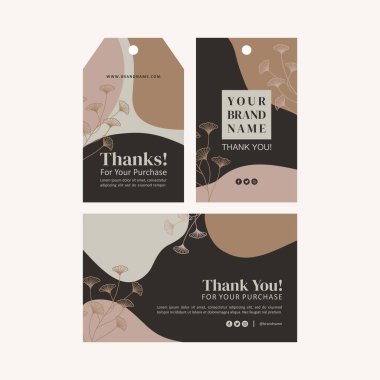 Thank you card and hang tag template with leaves vectorint