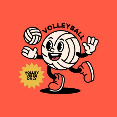 Voleybol maskot karakter çizim vektörü