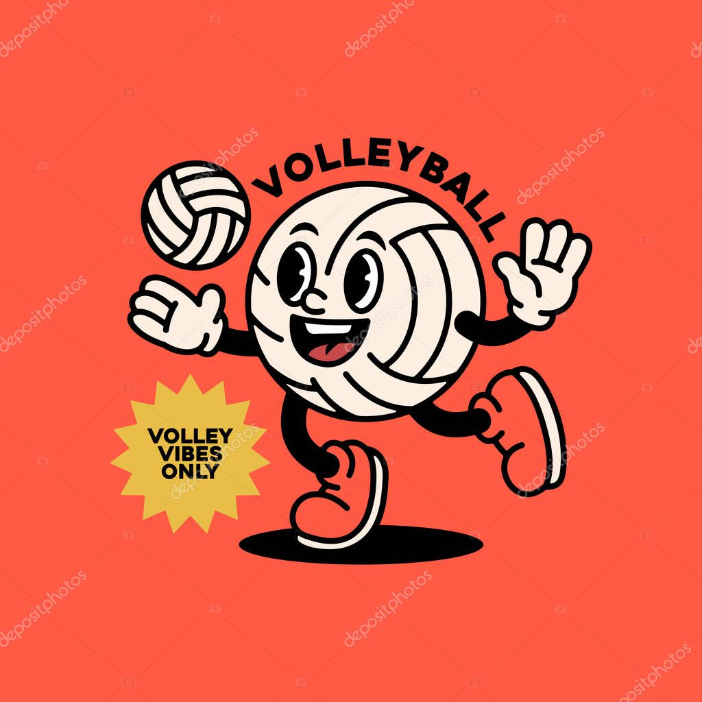 Volleyball mascot character illustration vector